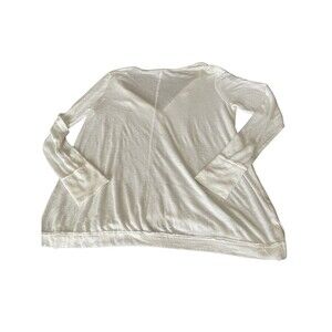 Emory Park Oversized Top Women's Size Small White Gauze Long Sleeve Sheer V-Neck
